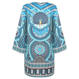 Vestido túnica para mujer – Cuello en V – Mangas anchas – Tejido ligero – Estampado bohemio