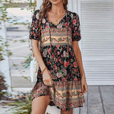 Paulina - Vestido bohemio único de manga corta