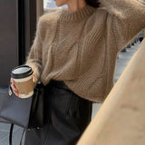 Suéter de mujer – Corte oversize – Punto de lana – Estampado de ochos – Mangas largas