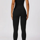 Conjunto deportivo para mujer: leggings de cintura alta y top ajustado, transpirable y elástico.