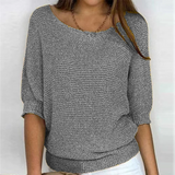 Top de mujer – Corte holgado – Tejido texturizado – Mangas abullonadas – Ribete acanalado