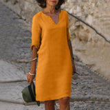 Marie - Precioso vestido de manga corta con escote en V