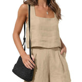 Conjunto de mujer - Chaqueta elegante y pantalones cortos - Tejido ligero - Corte moderno