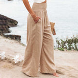 Pantalones de mujer - Cintura elástica - Piernas anchas - Comodidad elegante y chic
