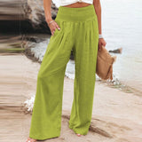 Pantalones de mujer - Cintura elástica - Piernas anchas - Comodidad elegante y chic