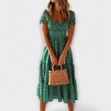 Vestido maxi vintage con estampado floral y mangas abullonadas