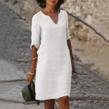 Marie - Precioso vestido de manga corta con escote en V