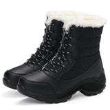 Botas de nieve para mujer – Media caña – Piel sintética – Suela de plataforma – Impermeables