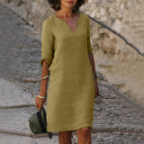 Marie - Precioso vestido de manga corta con escote en V