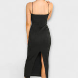 Vestido maxi sin mangas elegante con fruncidos