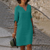 Marie - Precioso vestido de manga corta con escote en V