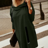Vestido sudadera para mujer – Corte oversize – Escote drapeado – Punto suave – Largo mini