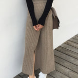 Falda larga de mujer - Punto acanalado - Cintura alta - Cómoda y elegante