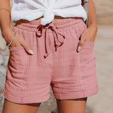 Pantalones cortos para mujer - Cintura elástica con cordón - Tejido ligero y transpirable - Corte holgado