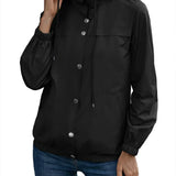 Gabardina para mujer – Impermeable con capucha – Corte holgado – Botones a presión