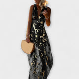 Vestido con escote en V y detalles de brillo