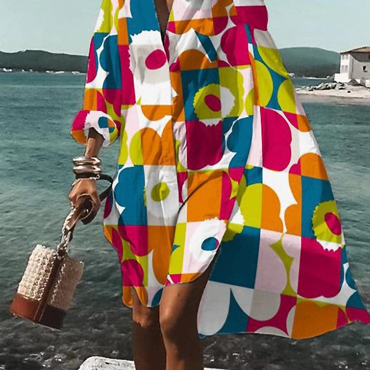 Fina - Vestido holgado y colorido con estampados veraniegos