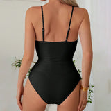Traje de baño de una pieza para mujer – Escote pronunciado – Corte entallado – Elegante detalle de corte