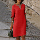Marie - Precioso vestido de manga corta con escote en V