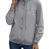 Gabardina para mujer – Impermeable con capucha – Corte holgado – Botones a presión