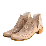 Botines de mujer - Estilo western - Tacón de bloque cómodo - Punta puntiaguda - Detalles decorativos