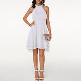 Vestido de mujer - Sin mangas - Cuello halter elegante - Corte ajustado - Bajo asimétrico