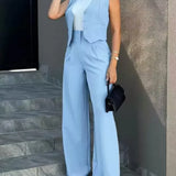 Elegante conjunto de 2 piezas: top sin mangas y pantalón de cintura alta.
