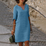 Marie - Precioso vestido de manga corta con escote en V