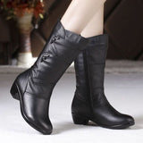 Botas de mujer - Piel elegante - Tacón bajo cómodo - Cremallera práctica