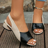 Sandalias de mujer – Punta abierta – Tacón bajo – Tira de cocodrilo – Estilo elegante