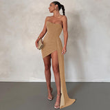 Vestido mini asimétrico para mujer - Sin tirantes - Drapeado elegante - Corte ajustado