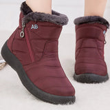 Botas de nieve para mujer – Media caña – Impermeables – Forro de piel – Cierre con cremallera