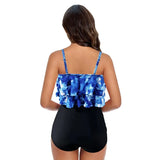 Traje de baño para mujer – Corte alto – Detalle fruncido – Volantes – Tirantes ajustables