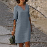 Marie - Precioso vestido de manga corta con escote en V