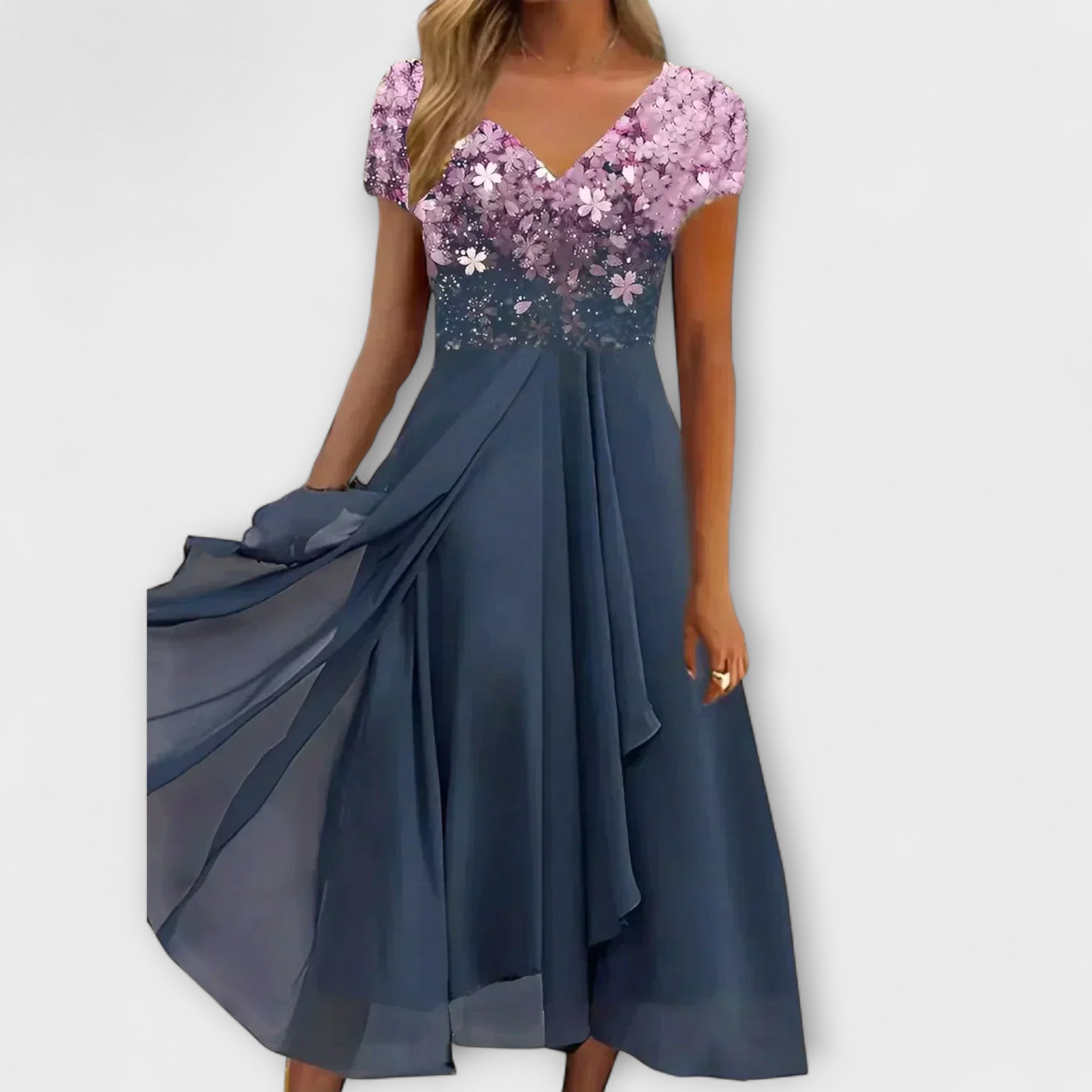 Lara - Vestido de noche de chiffon para mujer