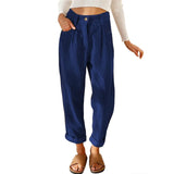 Pantalones de mujer - Pana elegante - Cintura alta - Ajuste holgado y cómodo