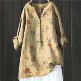 Blusa de mujer – Corte holgado – Estampado floral – Mangas largas con opción de remangar – Tejido transpirable