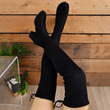 Botas altas de mujer – Efecto ante – Tacón bloque – Punta puntiaguda – Cierre con cordones