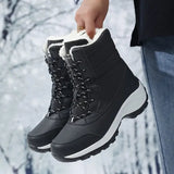 Botas de nieve para mujer – Media caña – Piel sintética – Suela de plataforma – Impermeables