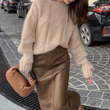 Suéter de mujer – Corte oversize – Punto de lana – Estampado de ochos – Mangas largas