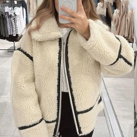 Chaqueta de cuello alto para mujer clásica, cómoda y versátil.