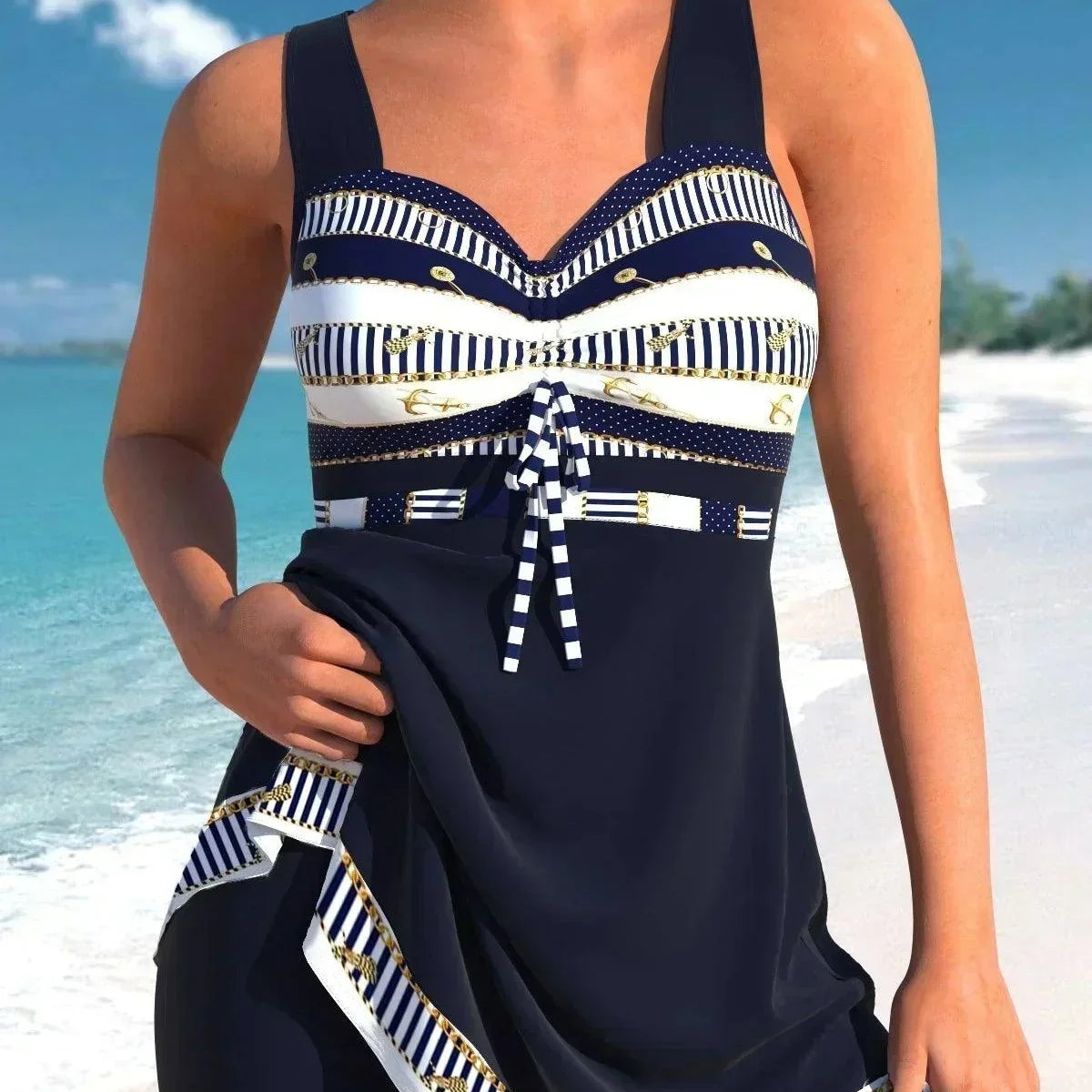 Tankini moldeador elegante: cómodo y elegante para la playa.
