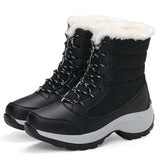 Botas de nieve para mujer – Media caña – Piel sintética – Suela de plataforma – Impermeables