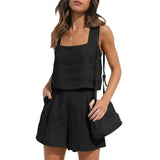 Conjunto de mujer - Chaqueta elegante y pantalones cortos - Tejido ligero - Corte moderno