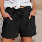 Pantalones cortos para mujer - Cintura elástica con cordón - Tejido ligero y transpirable - Corte holgado
