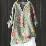 Blusa de mujer – Corte holgado – Estampado floral – Mangas largas con opción de remangar – Tejido transpirable
