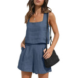 Conjunto de mujer - Chaqueta elegante y pantalones cortos - Tejido ligero - Corte moderno