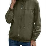 Gabardina para mujer – Impermeable con capucha – Corte holgado – Botones a presión