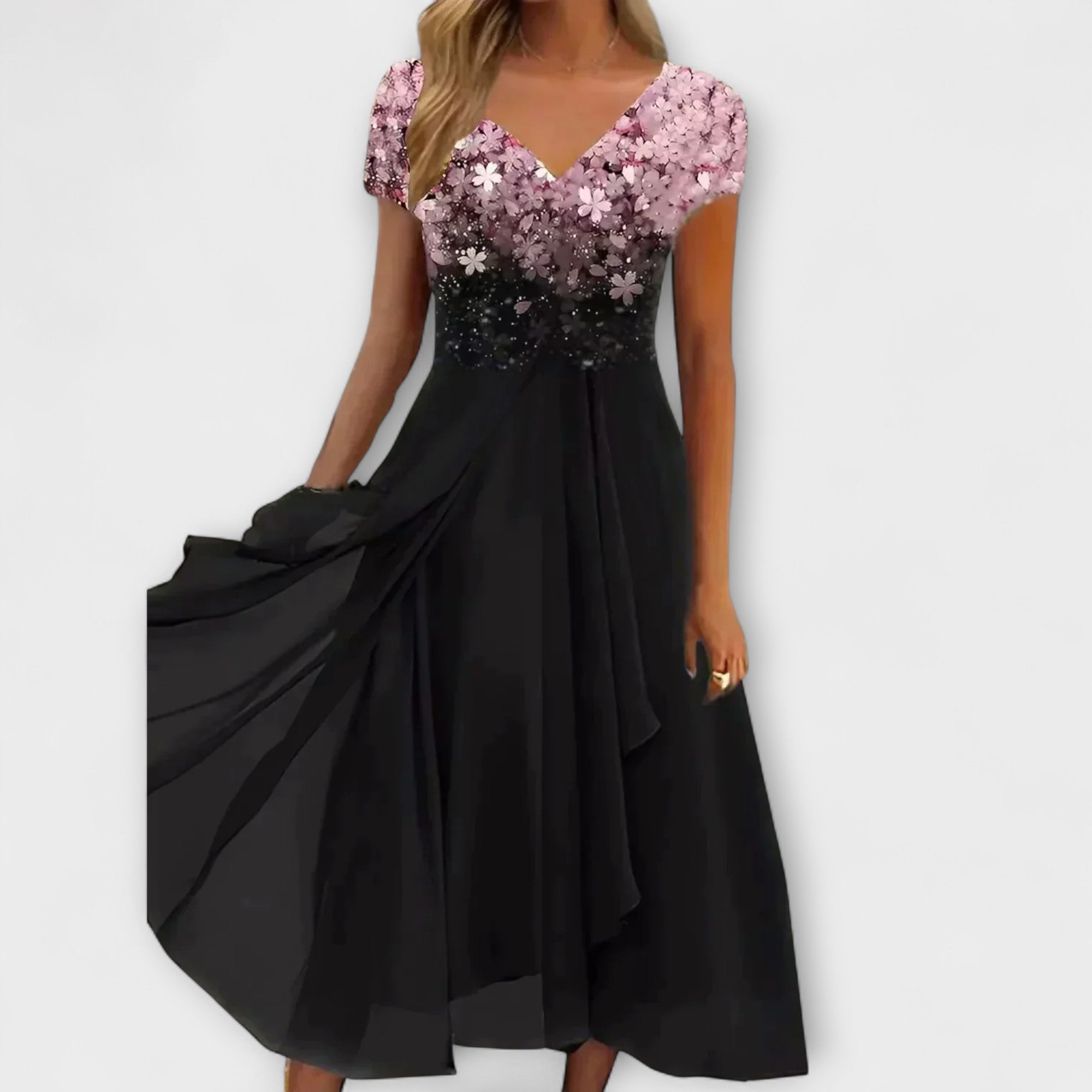 Lara - Vestido de noche de chiffon para mujer