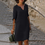 Marie - Precioso vestido de manga corta con escote en V